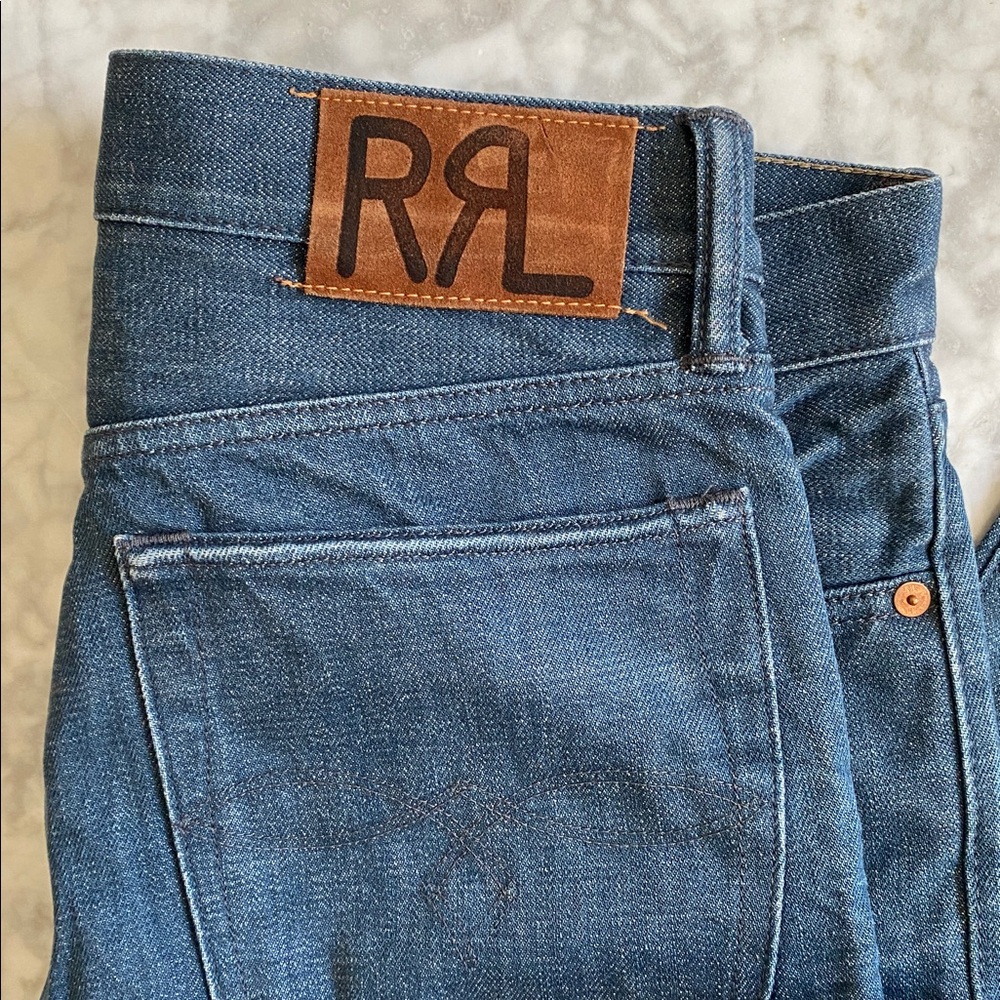 RRL Ralph Lauren Selvedge Sanforized Low Straight Denim Jeans - Picture 8 of 17